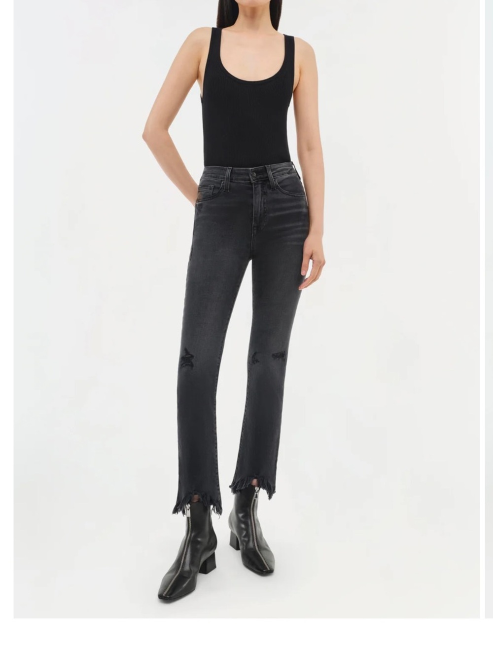Jonathan Simkhai river Black Distressed Straight-Leg Jeans size 27